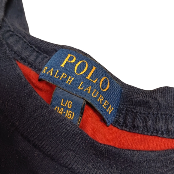 POLO RALPH LAUREN YOUTH SIZE LARGE CLASSIC RED AND BLUE T SHIRT. - Picture 2 of 3